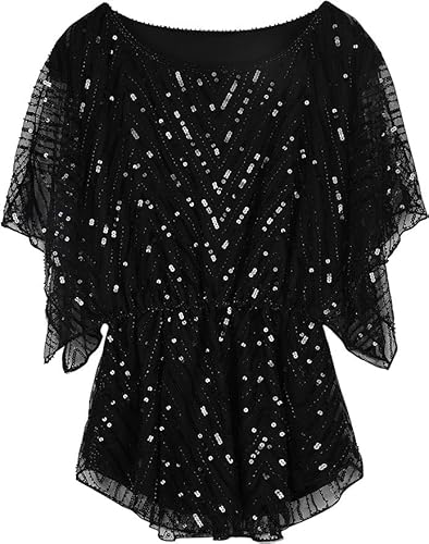 PrettyGuide Damen Pailletten Bluse Tops Glitzer Perlen Abendkleid formelle Party Dressy Tops - Schwarz - 42 PrettyGuide Damen Pailletten Bluse Tops Glitzer Perlen Abendkleid formelle Party Dressy Tops - Schwarz - 42 von PrettyGuide
