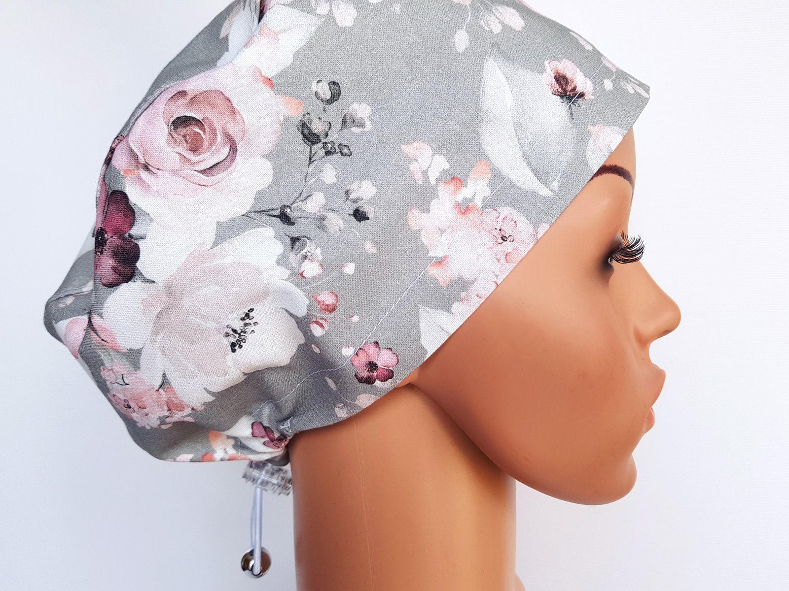 Peeling-Mütze Mit Regler, Op-Mützen Für Damen, Premium-Baumwoll-Krankenschwesternmütze, Blumen von PrettyHatsShop