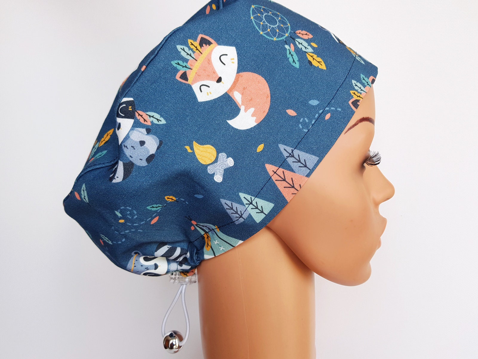 Peeling-Mütze Mit Regler, Op-Mützen Für Damen, Premium-Baumwoll-Krankenschwesternmütze, Boho-Tiere von PrettyHatsShop