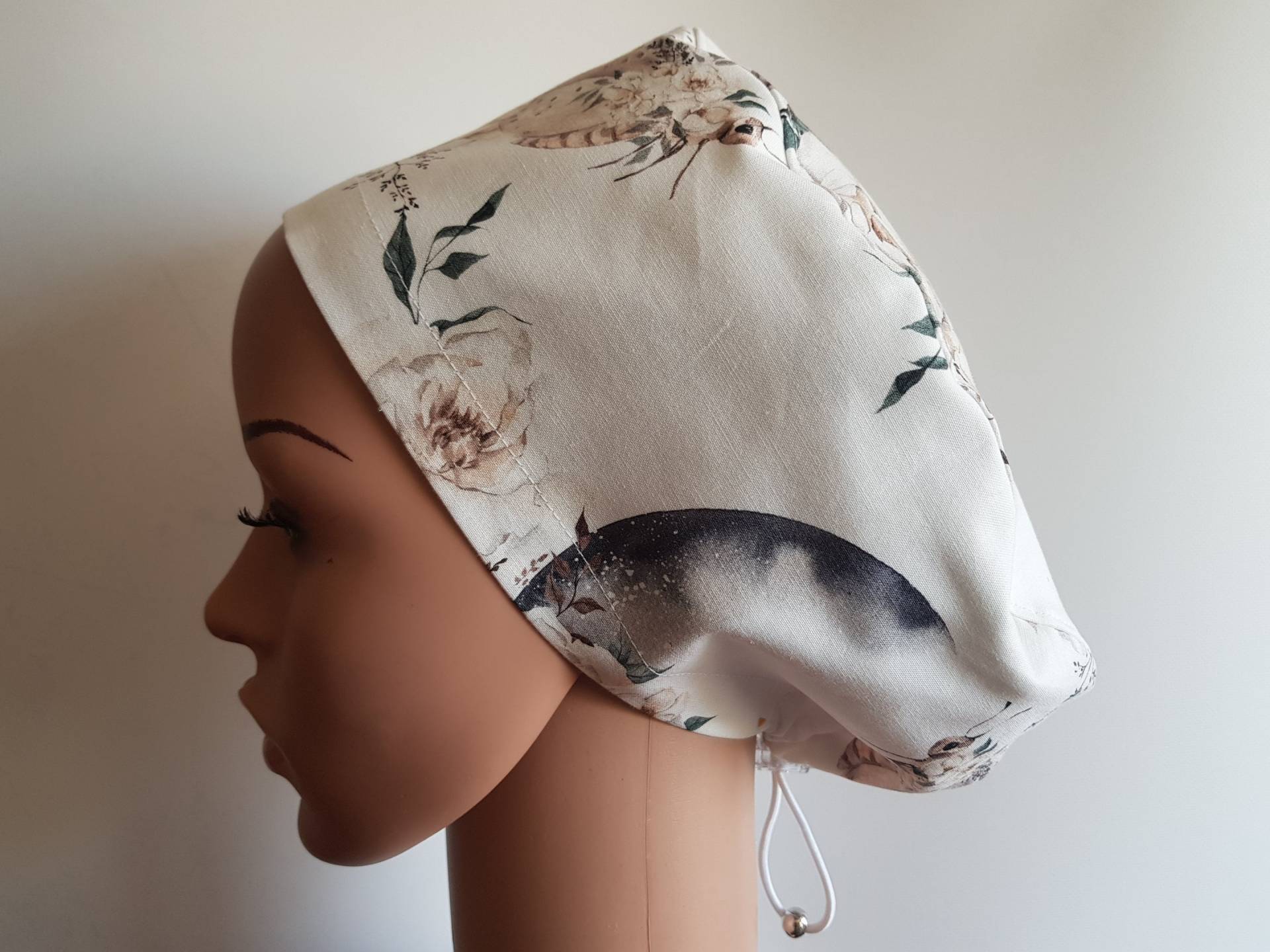 Peeling-Mütze Mit Regler, Op-Mützen Für Damen, Premium-Baumwoll-Krankenschwesternmütze, Boho-Tiere von PrettyHatsShop