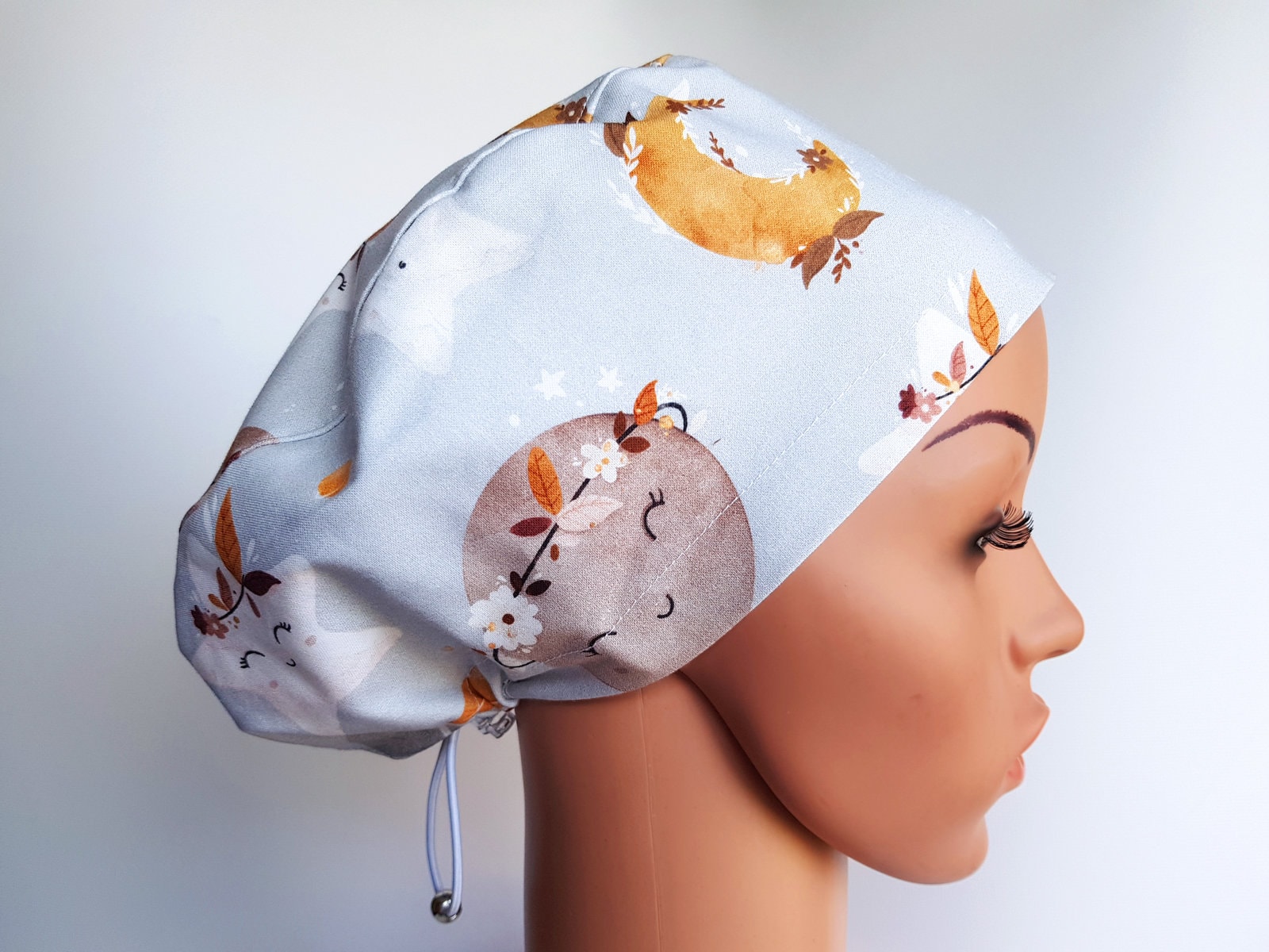 Peeling-Mütze Mit Regler, Op-Mützen Für Damen, Premium-Baumwoll-Krankenschwesternmütze, Mond Und Sterne, Boho-Stil von PrettyHatsShop