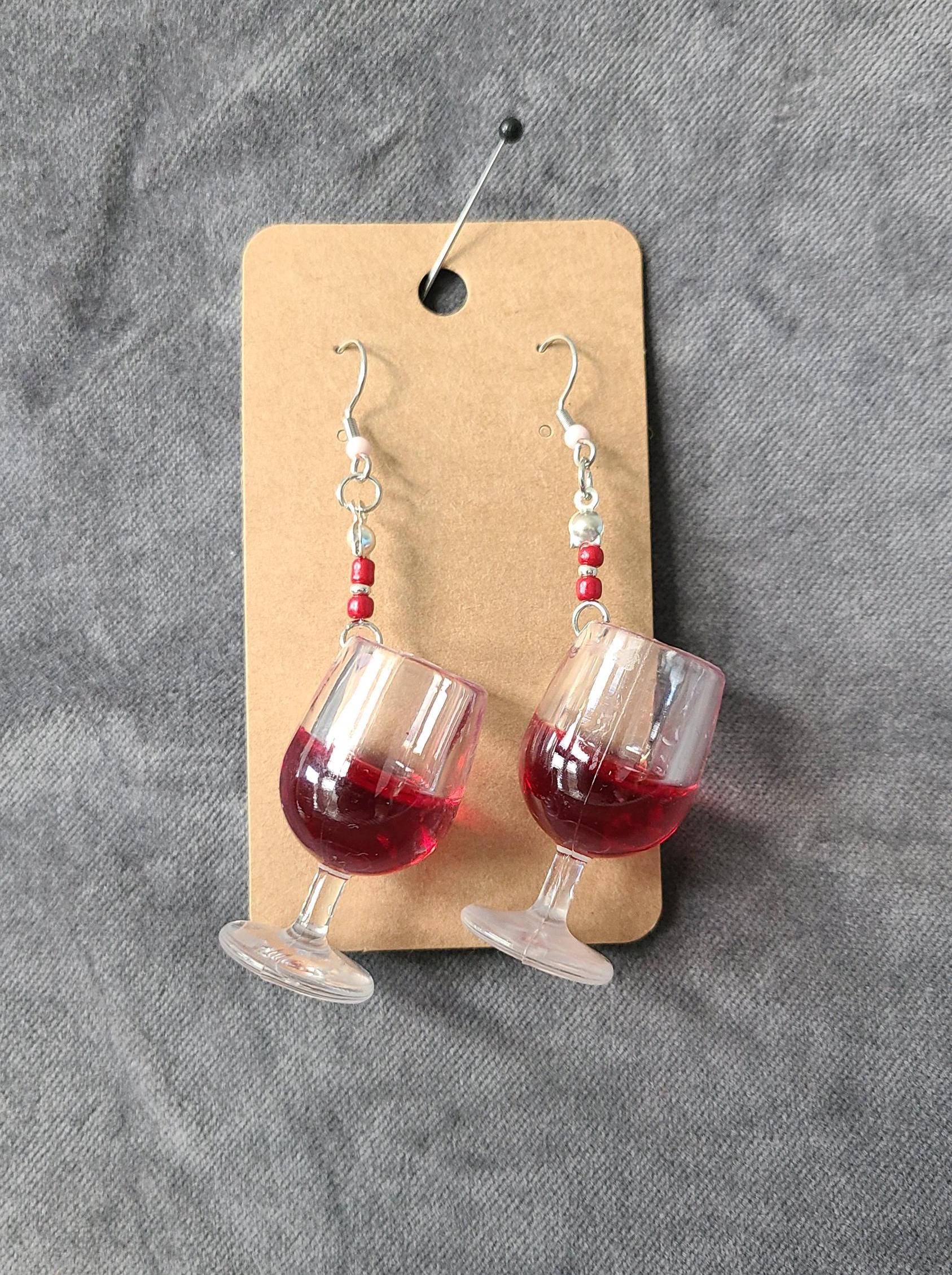 Hängeohrringe Paar Weingläser - Geschenk Für Beste Freundin Party Geburtstag Mädelsabend Statement Rotwein Karnevalgag von PrettyImperfekt