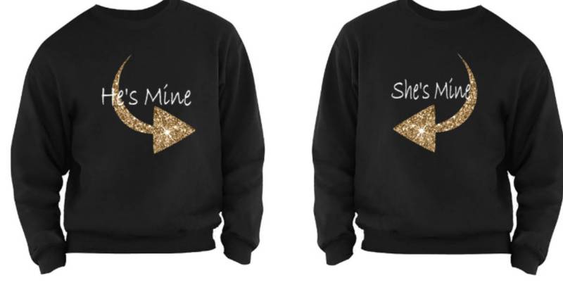 He's Mine She's His & Hers Pullover Set Sweatshirt Pärchen Valentinstag Geschenk Glitzer von PrettyLittleCustoms1