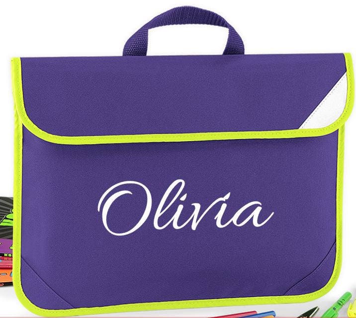 Personalisierte Kinderbuchtasche Personalisiert Mit Deinem Namen Lila Blau Rot Burgandy Grün von PrettyLittleCustoms1