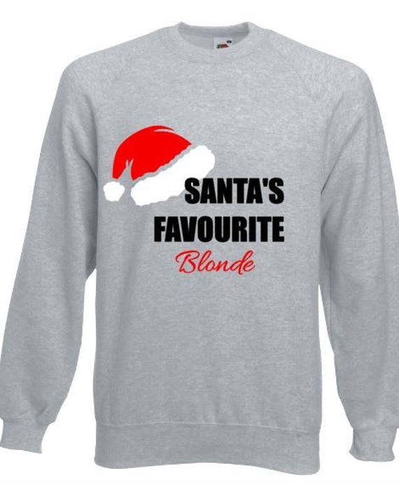 Santa Es Favorite Blonde Lustiger Witz Print Damen Xmas Weihnachtspullover Pullover Sweatshirt Hässlicher von PrettyLittleCustoms1