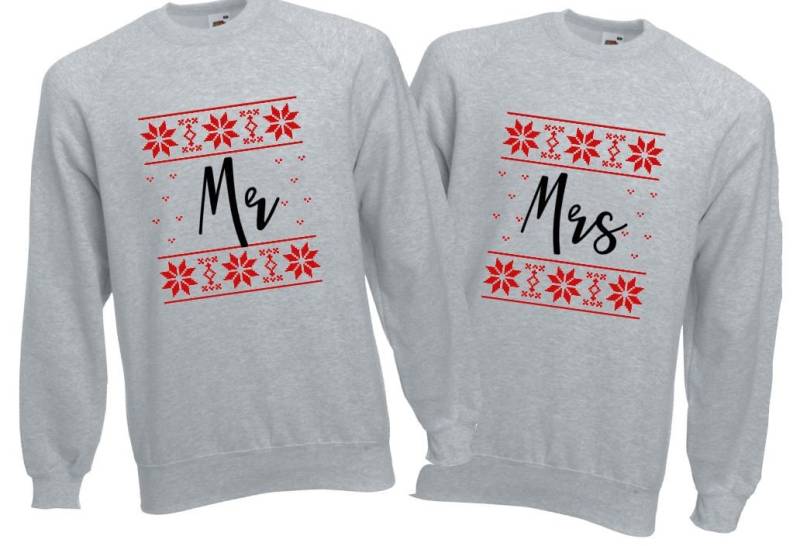 Mr & Mrs Sie Und Ihre Weihnachten Pullover Set Sweatshirt Paar Geschenk - Grau von PrettyLittleWedding1