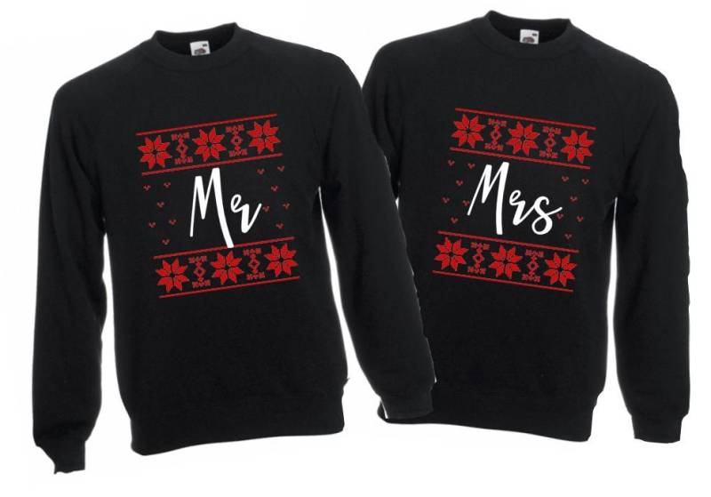 Mr & Mrs Sie Und Ihre Weihnachten Pullover Set Sweatshirt Paar Geschenk - Schwarz von PrettyLittleWedding1