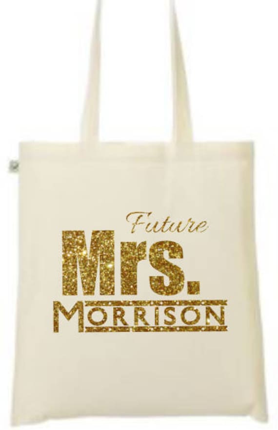 Personalisierte Future Mrs | Ihr Name Glitzer Glitzernde Shopper Tasche - Braut Geschenk Sparkle Henne Personalisiert Weddin Married Bachelorette von PrettyLittleWedding1