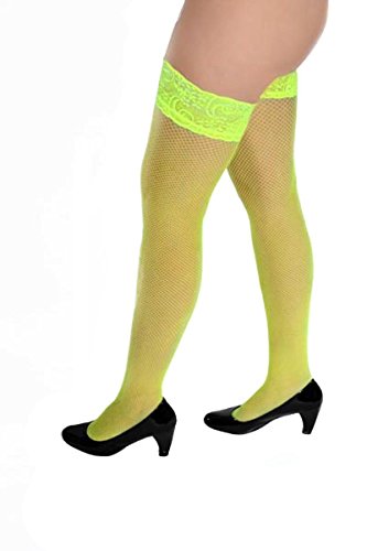 Netzstrümpfe Spitze, Klett (Schwarz, Rot, Weiß, Neonpink, Neongelb, Fuchsienrosaa, Neon-Grün, Blau, Violett, Beige, Orange, Braun) Gr. One Size, gelb, fluoreszierend von PrettyLoveHose