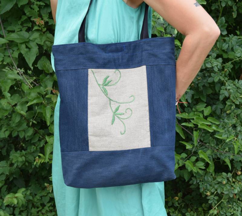 Denim Tote/Handtasche Einkaufstasche Markttasche Tasche Recycelte Boho Hippie von PrettyMarry
