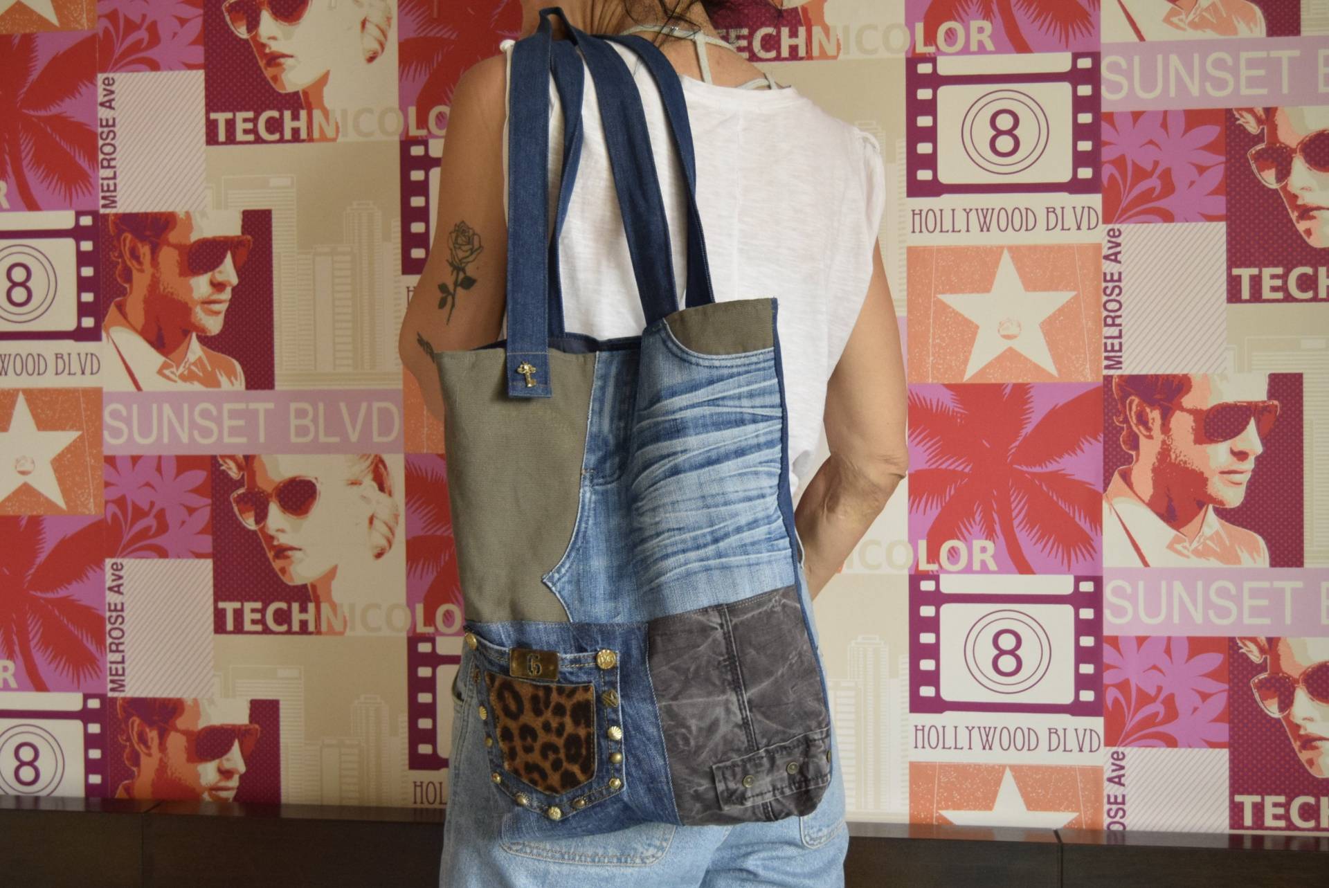 Jeans Tasche, Patchwork Tasche, Damen Tasche, Jeans Patchwork Tasche, Recycelte Jеans, Geschenk Für Ein Mädchen, Frauen, Lässige Tasche von PrettyMarry