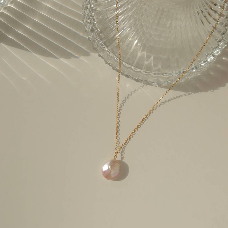 Münze Perlen-Halskette | Barock Perlen Halskette Naturperlen-Anhänger Knopf Perlenkette Geschenk Für Sie von PrettyPearlfect