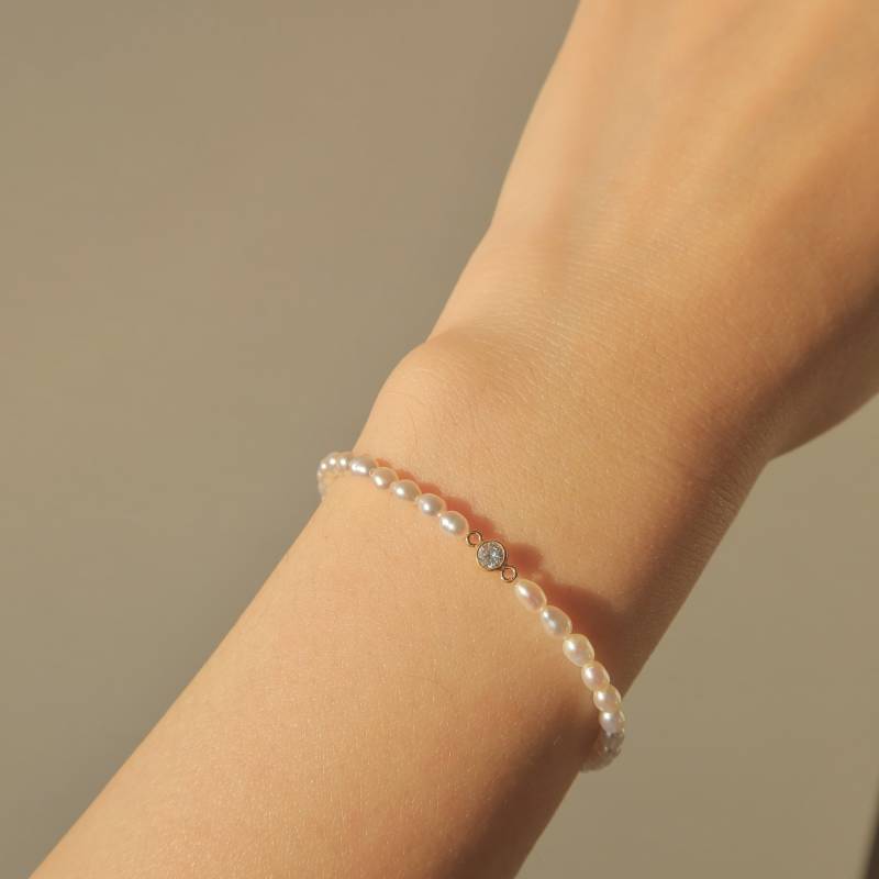 Siria Perlen- Und Edelsteinarmbänder - Süßwasserperlenperlenarmband 14K Gold Filled Edelsteinarmband von PrettyPearlfect