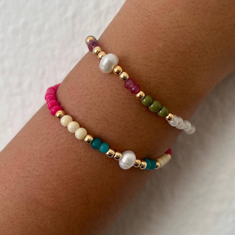 Elodie | Perlenarmband Mit Süßwasserperle Und Perlen Aus 14K Gold von PrettyPearlyDE