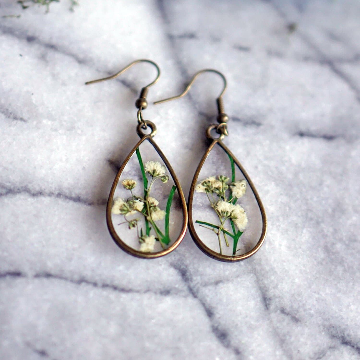 Mai Geburt Blume Ohrringe, Maiglöckchen Teardrop Geschenk, Schmuck Set, Echte Mai Geburt Blume Ohrringe, Maiglöckchen Teardrop Geschenk, Schmuck Set, Echte von PrettyPickle