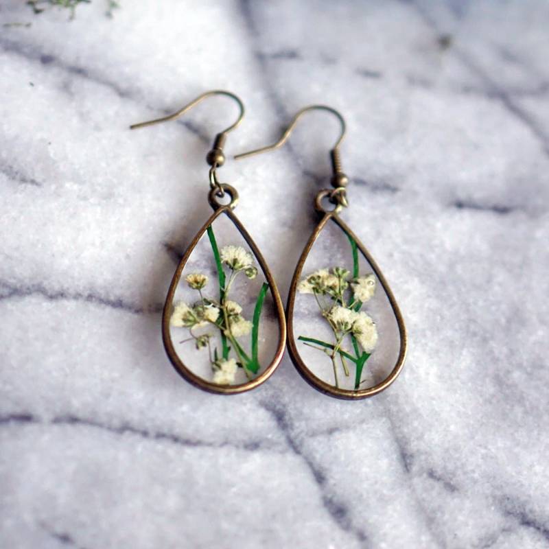 Mai Geburt Blume Ohrringe, Maiglöckchen Teardrop Geschenk, Schmuck Set, Echte von PrettyPickle