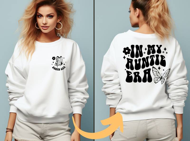 Auntie Pullover Sweatshirt Tante Aunt To Be Oversized Look Patin Pulli Geschenk Nichte Neffe in My Era Schmetterling von PrettyPrintyLilli