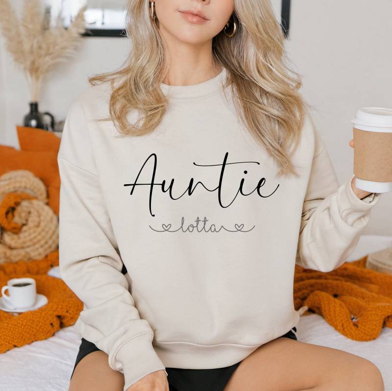 Auntie Pullover Sweatshirt Tante Personalisiertes Geschenk Mit Name Aunt To Be Oversized Look Patin Pulli Nichte Neffe von PrettyPrintyLilli