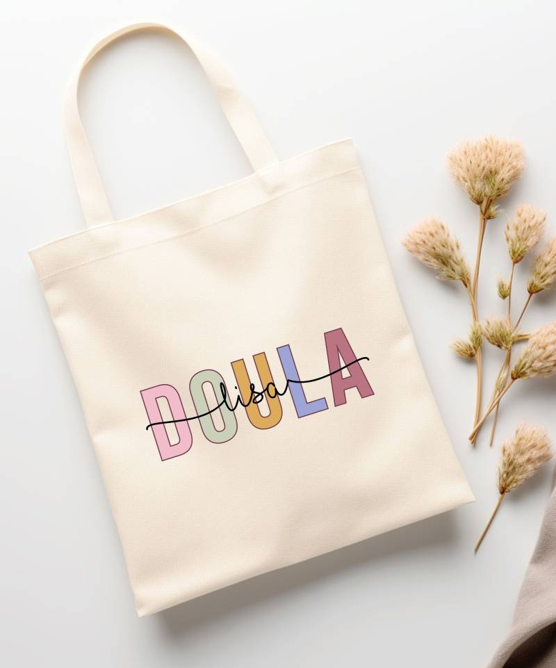 Doula Bag Gift Hebamme Birth Worker Elegant Boho Custom Tote Wunschname Geschenk von PrettyPrintyLilli