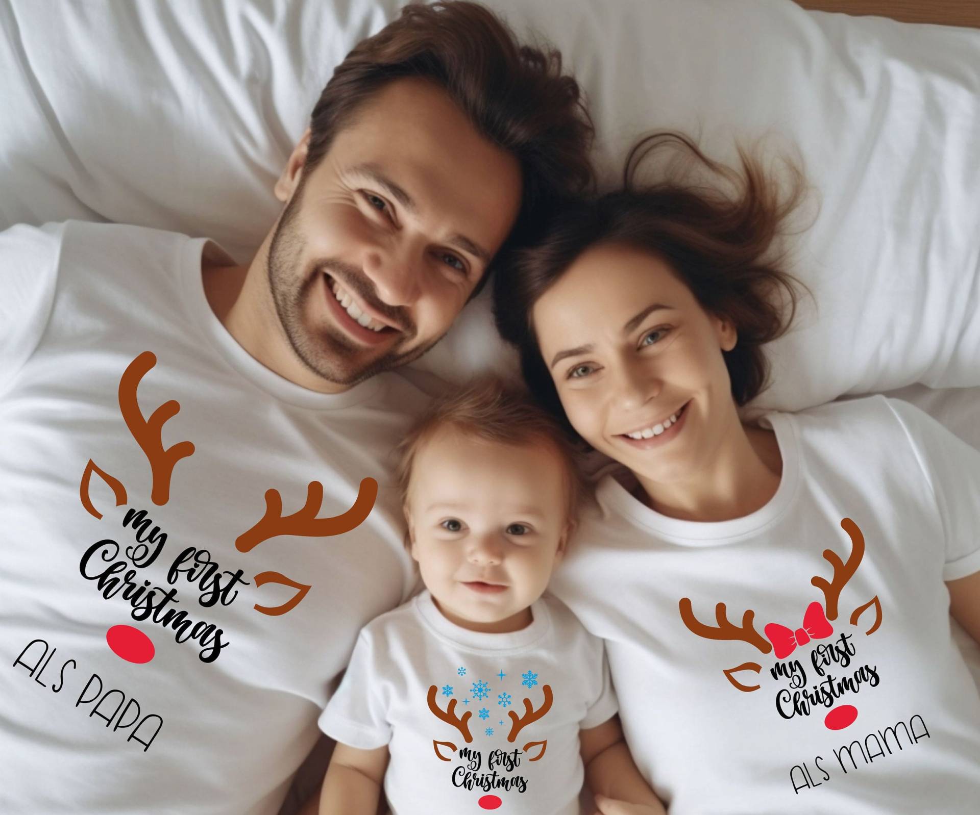 Mama Papa Mini Baby Body Shirts Matching Daddy Mom Christmas Rentier Custom Family-Outfit Partnerlook Basic Outfits Gift von PrettyPrintyLilli