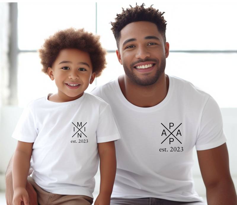 Mama Papa Mini Shirts Matching Daddy Mom & Son Daughter Baby Body Custom Family-Outfit Partnerlook Basic Outfits Gift & Me von PrettyPrintyLilli