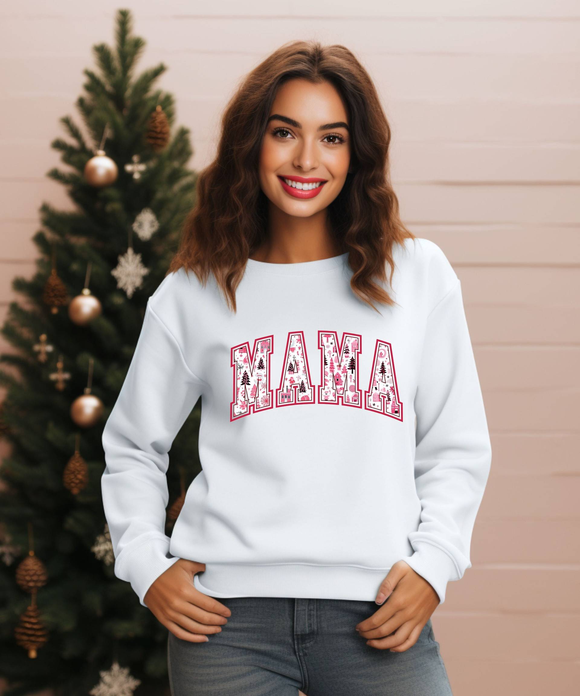 Mama Sweatshirt Claus Pullover Pulli Santa Christmas Weihnachten Geschenk Mom Weihnachtsgeschenk Geschenkidee Weihnachtsbaum von PrettyPrintyLilli