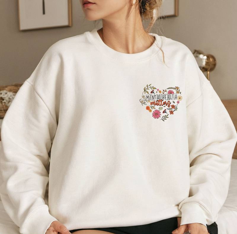 Mental Health Matters Sweatshirt Pullover Pulli Keep Growing Be Kind Faith Hope Love Heart Basic Sweater Oversized Look Weihnachtsgeschenk von PrettyPrintyLilli