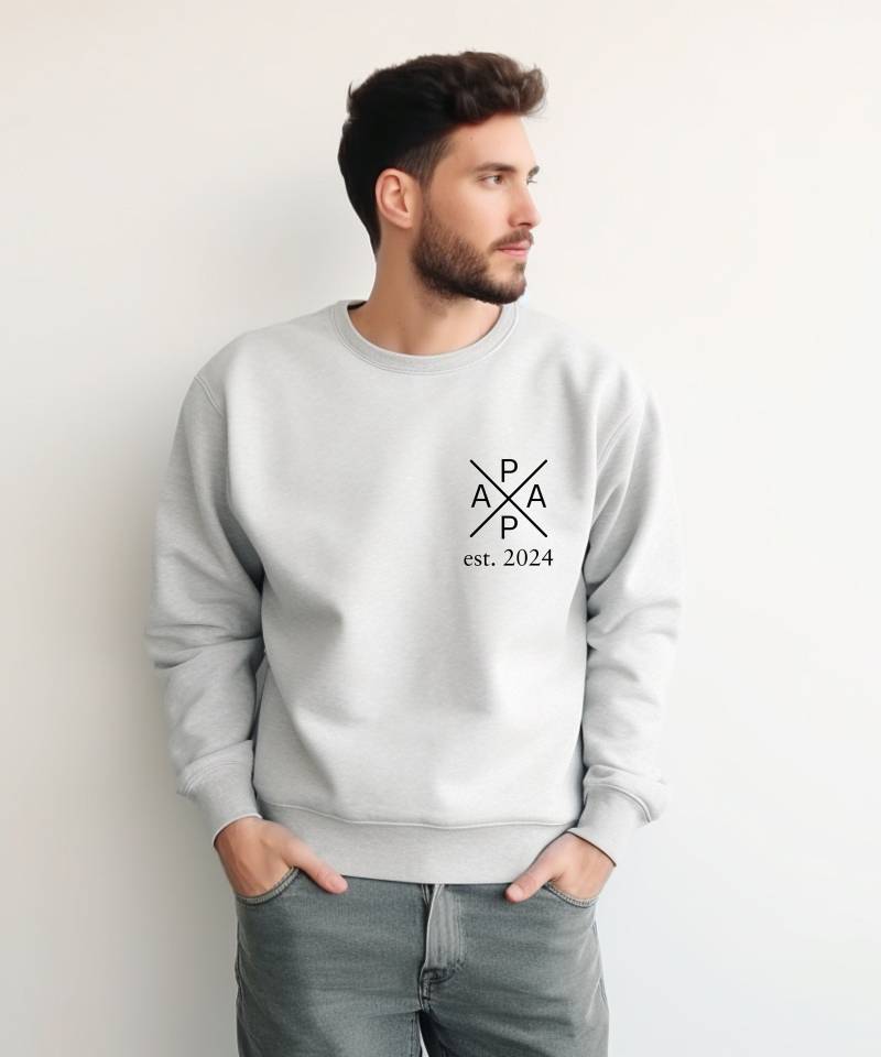 Papa Pulli 2024 Dad Daddy Sweatshirt Hoodie Basic Gift Boy Best Bester Geschenk Personalisiertes Mit Jahreszahl von PrettyPrintyLilli