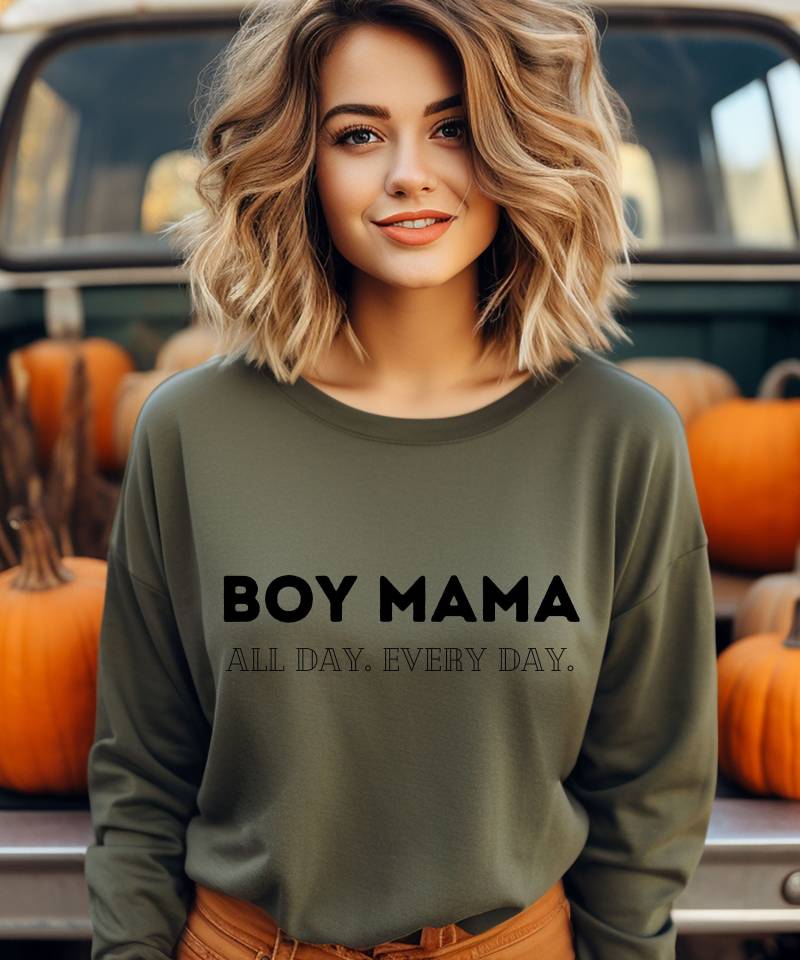 Sale Größe L - Boy Mama Sweatshirt Hoodie Basic Mom Gift Boys All Day Every Geschenkidee Jungsmama Mamageschenk von PrettyPrintyLilli