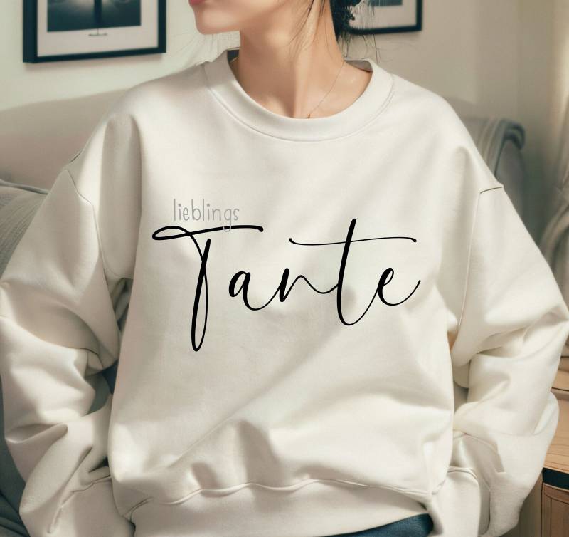 Tante Lieblingstante Pullover Pulli Sweatshirt Geschenkidee Geschenk Beste Oversized Look Nichte Neffe von PrettyPrintyLilli