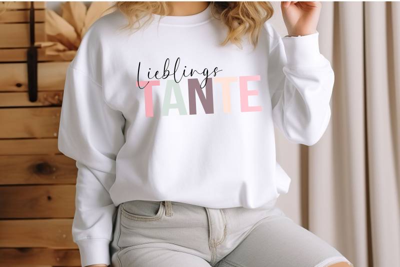 Tante Lieblingstante Pullover Pulli Sweatshirt Geschenkidee Geschenk Beste Oversized Look Nichte Neffe von PrettyPrintyLilli