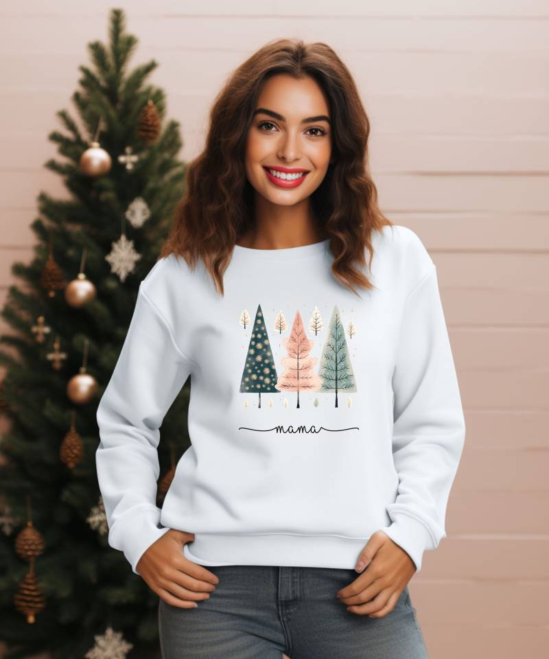 Weihnachten Winter Sweatshirt Pullover Pulli Christmas Geschenk Mama Tante Schwester Weihnachtsgeschenk Geschenkidee Tannen Boho Chic von PrettyPrintyLilli