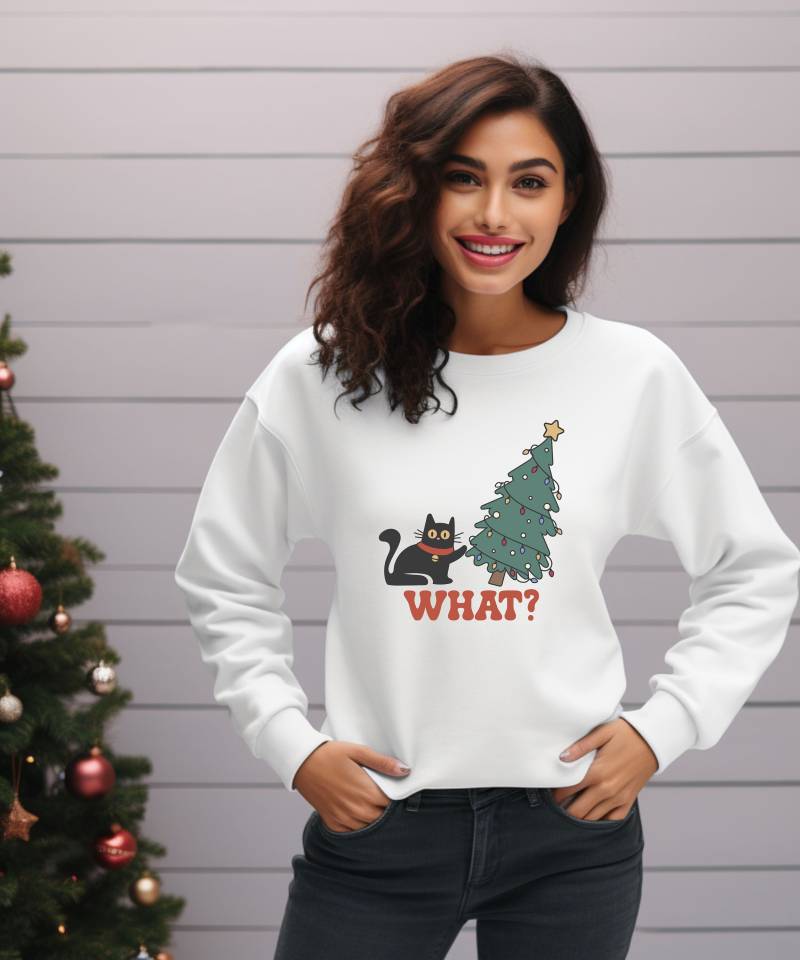 Weihnachten Winter Sweatshirt Pullover Pulli Lustig Katze Cat Mom Weihnachtsgeschenk Geschenkidee Funny Weihnachtsoutfit von PrettyPrintyLilli