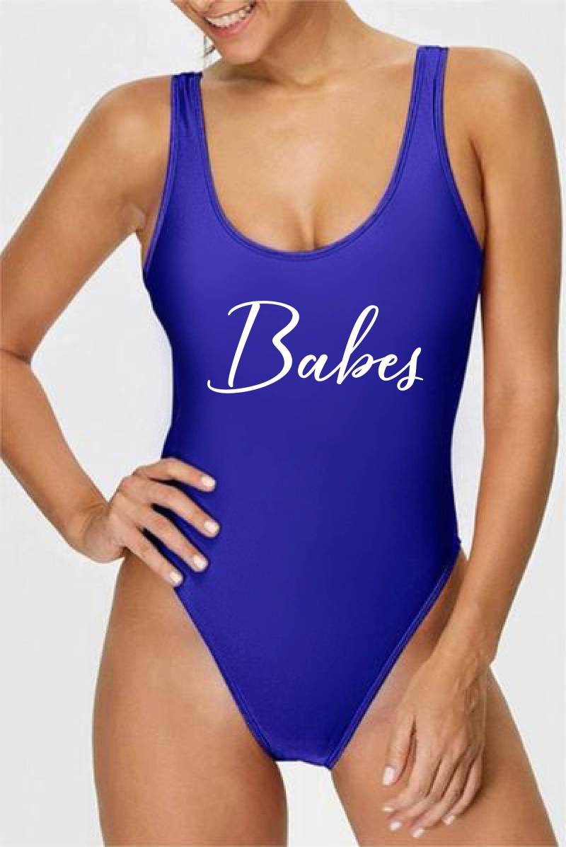 Babes Einteiliger Badeanzug | Hochgeschnittener Braut Einteiler Brautparty Einteilige Badeanzüge | 3 von PrettyRobesShop