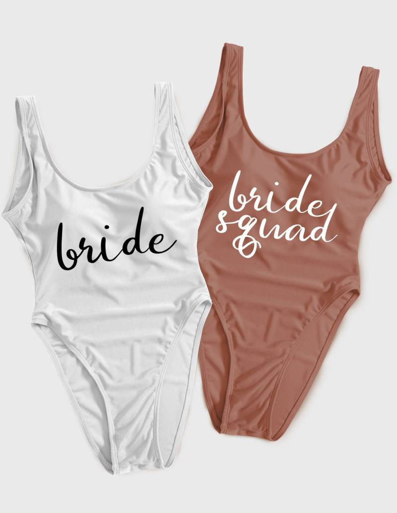 Braut Einteiliger Badeanzug | Hochgeschnittener Einteiler Brautparty | 9 von PrettyRobesShop