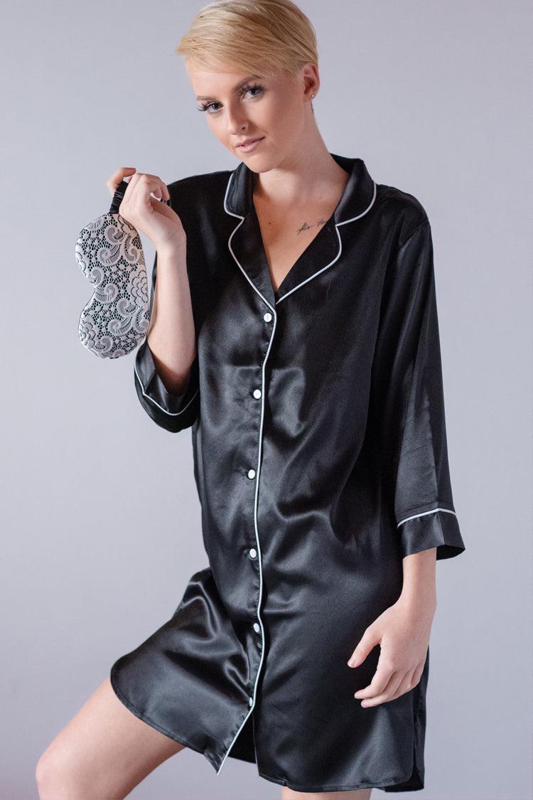 Brautjungfer Pyjamas, Pj, Geschenk, Braut Pjs, Satin Pj Set, Schwarzes Nachthemd Pyjama von PrettyRobesShop