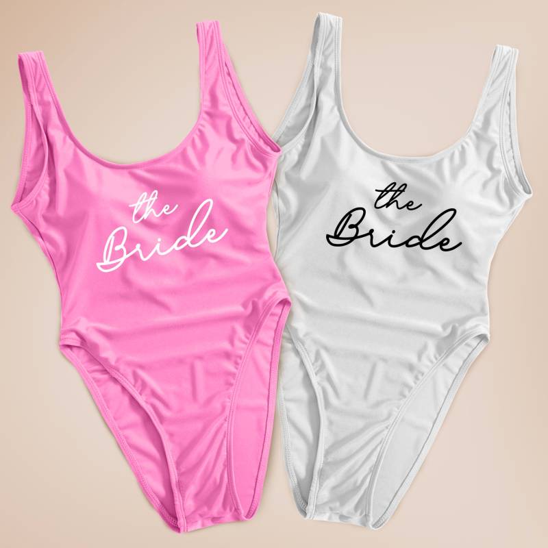 Die Braut Einteiliger Badeanzug | Brautjungfer Personalisierter Angepasst High Cut Badeanzug|High | 44 von PrettyRobesShop