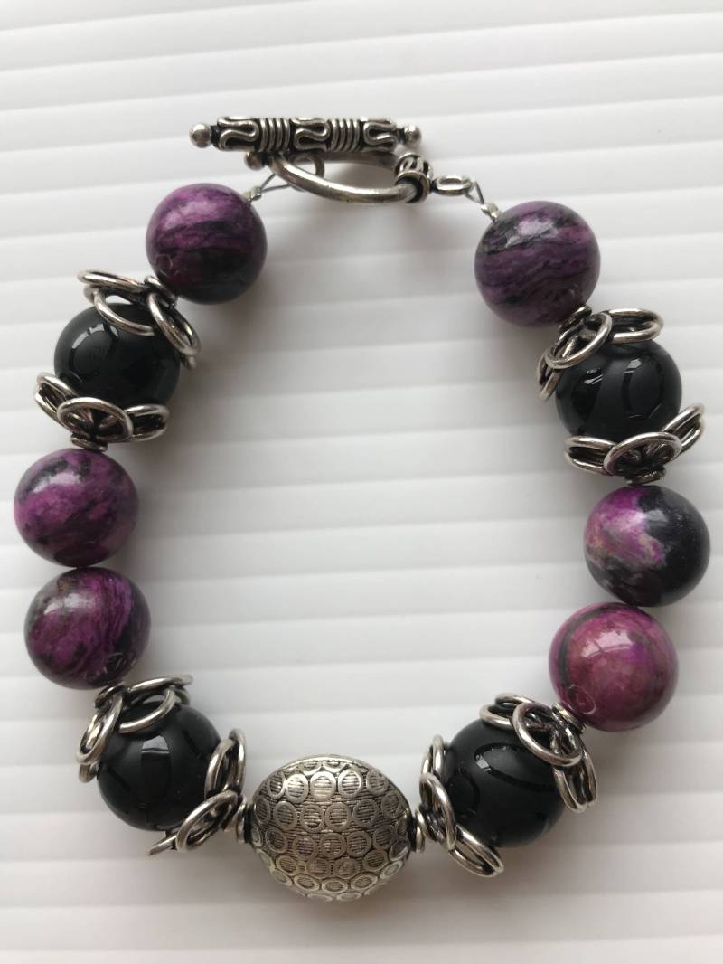 Lila Traum Armband/Handgemachte Edelstein Armband/Grobstrick Edelstein-Boho-Armband Lila Traum Armband/Handgemachte Edelstein Armband/Grobstrick Edelstein-Boho-Armband von PrettyStacks