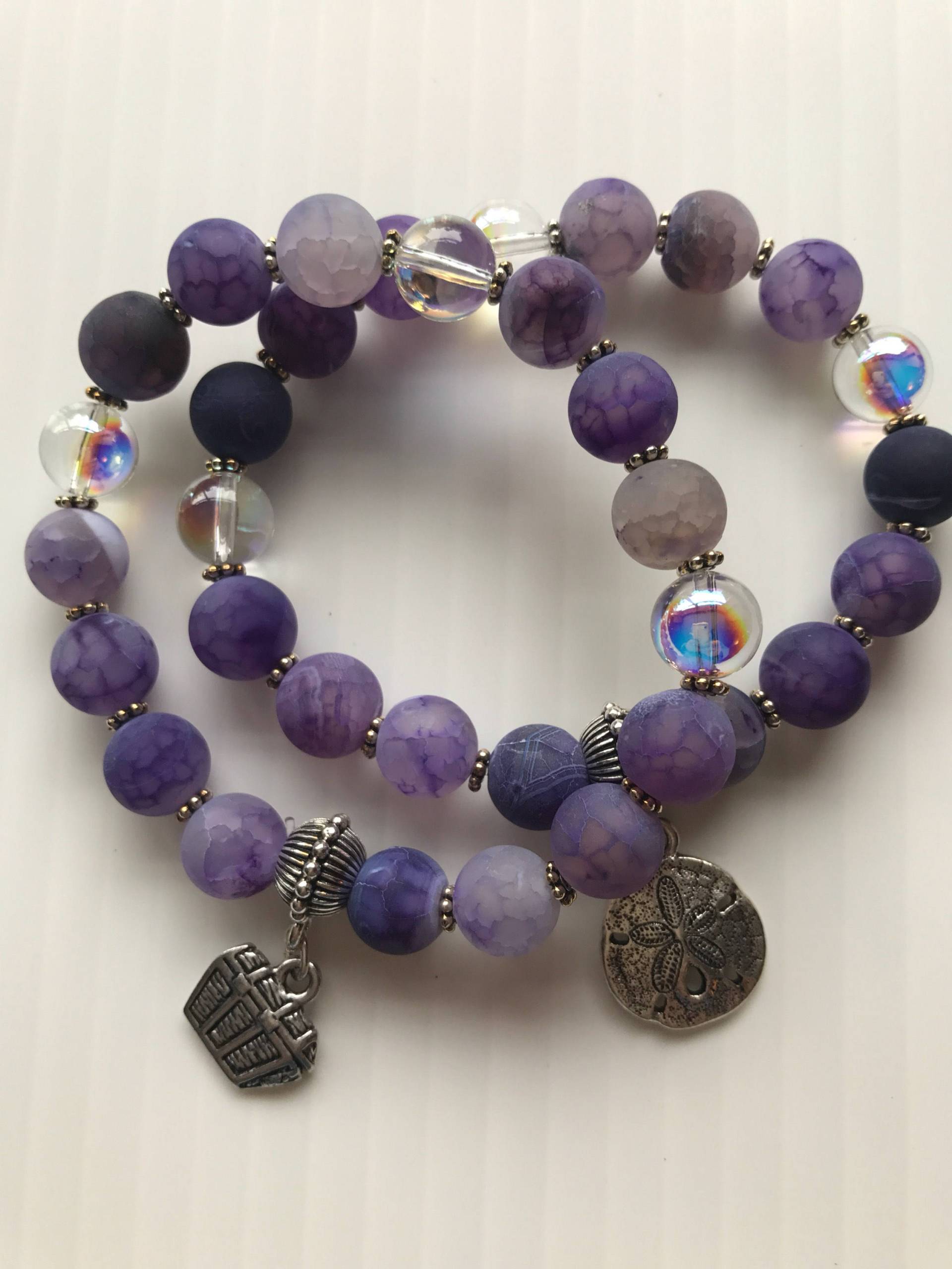 Matt Achat Und Swarovski-Kugel Perlen Set Aus 2 Armbändern Matt Achat Und Swarovski-Kugel Perlen Set Aus 2 Armbändern von PrettyStacks