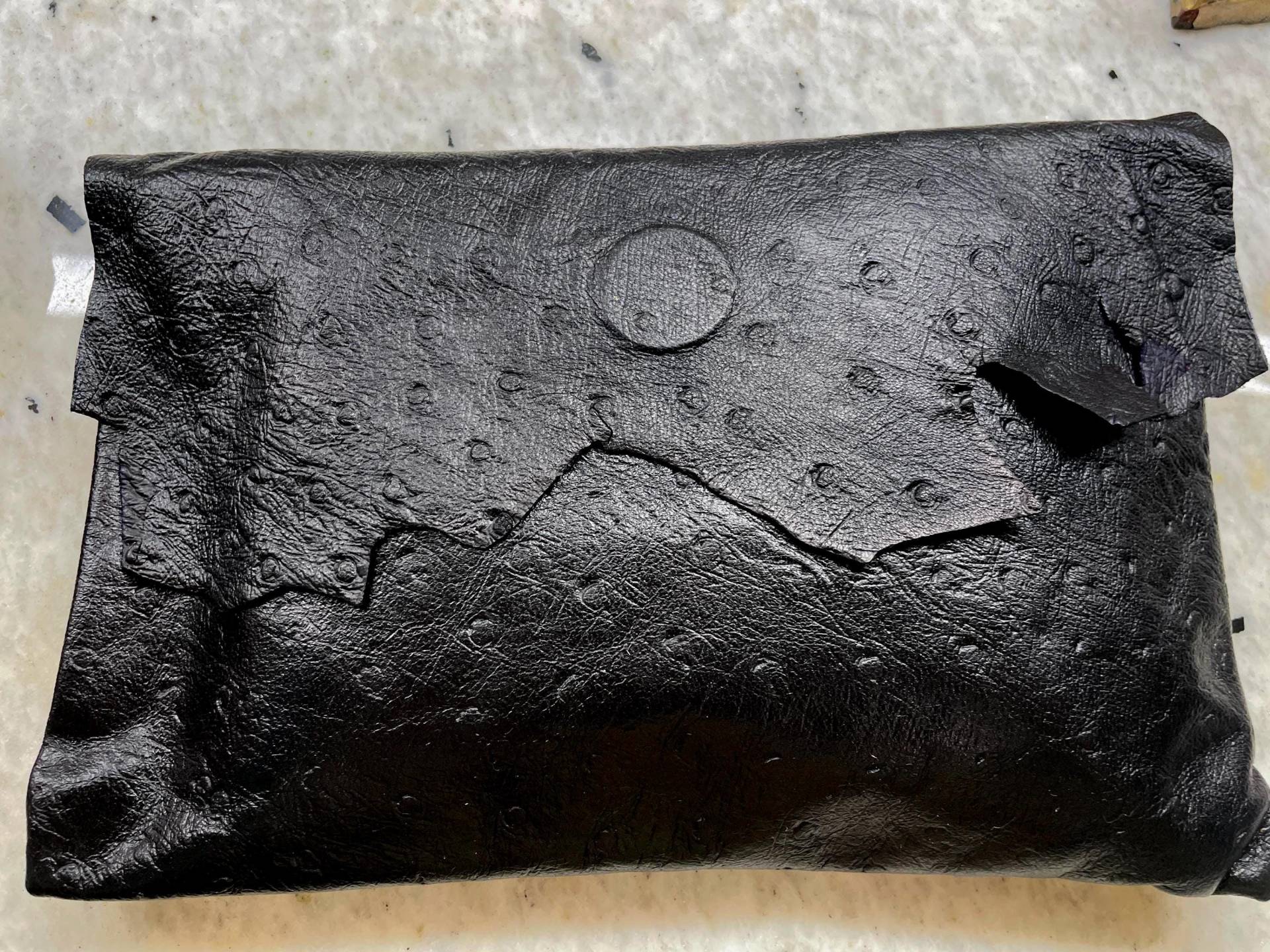 Schwarze Strukturierte Leder Abend Clutch ~ Handtasche von PrettyhawkeDesign