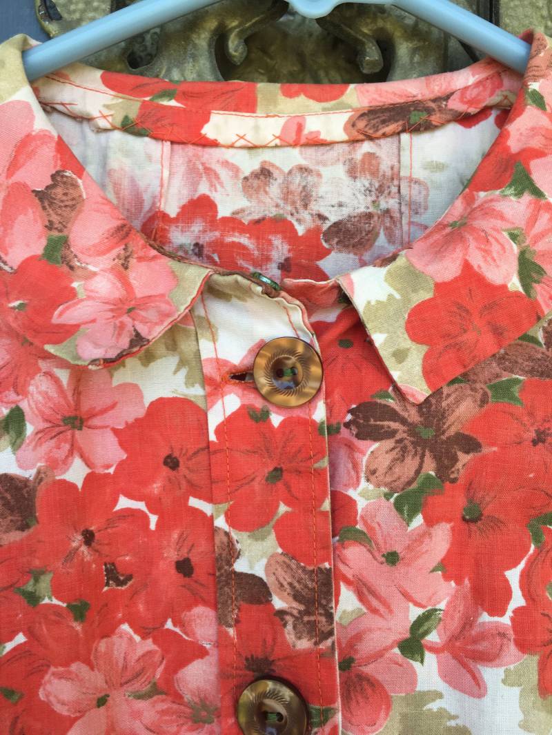 Vintage 50S Floral Shirtdress Button Down Fruit Of The Loom Fabric von PrettyinPDX