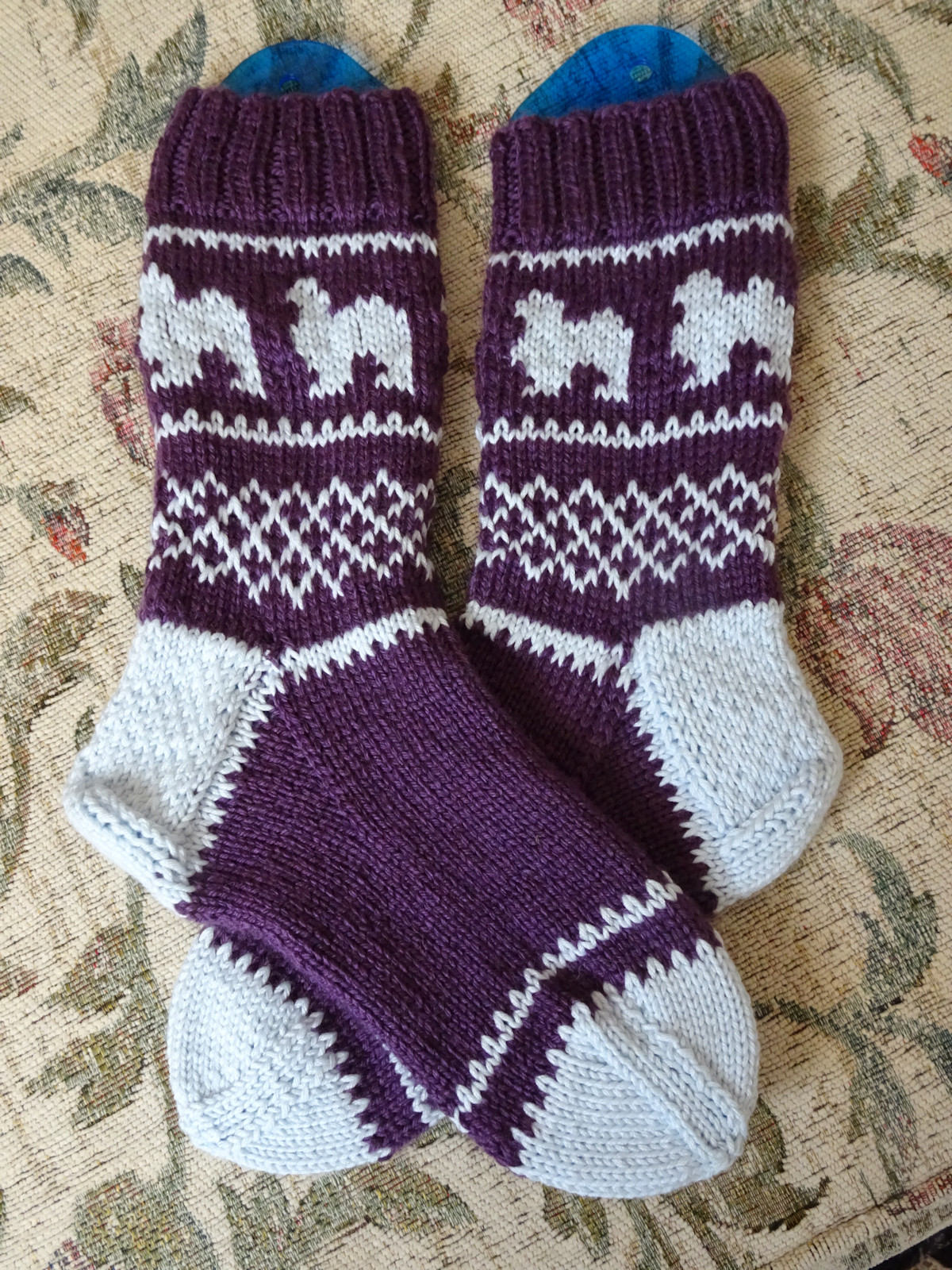 Dunkel Lila Und Silber Socken Kleiner Hund. Handgestrickt Mit Einzigartigem Design Dunkel Lila Und Silber Socken Kleiner Hund. Handgestrickt Mit Einzigartigem Design von PrettyknitsByPauline