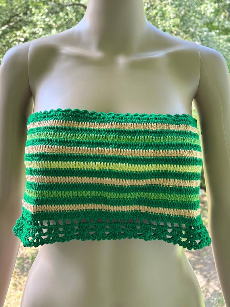 S/M/ L Handmade Häkel Top/ Crop Häkeln Trägerloser Bh/Häkeln Bademode Sommer Trendy Hot Gestreiftes Bralette von Prettyquicklyy