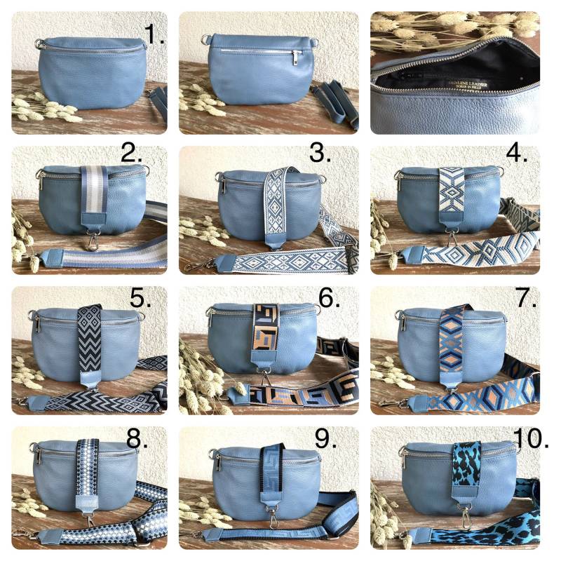 Bauchtasche Gürteltasche Crossbody Umhängetasche Mit Taschengurt Riemen Italien Echtleder Medium Gross 24cm /27 cm Geschenk Für Damen von PrettysDE