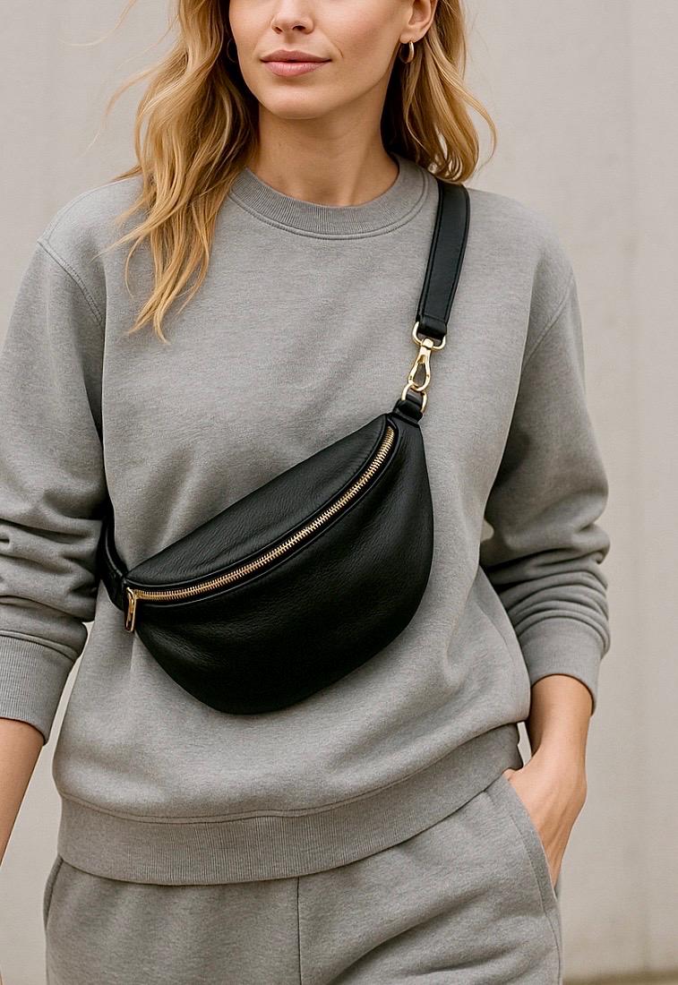 Hüfttasche Leder Damen Crossbody Bag Nappaleder Gürteltasche Mit Lederriemen, Gold Oder Silber Handgefertigt in Italien Ggeschenke Für Sie von PrettysDE