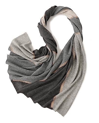 Prettystern 100% Kaschmir-Stola Cashmere Schal Poncho Kuschelig Warm mit Farbkontrast schimmernder Silber-Fadern 5 grau Authrazit von Prettystern