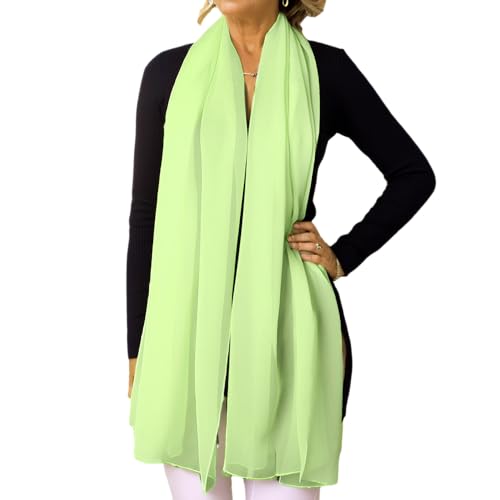 Prettystern Damen langer einfarbig festlich Schulter-Tuch seiden-stola für abendkleid Seiden-Schal Erfrischend Maigrün von Prettystern