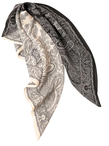 Prettystern 65cm Damen mittelgroße 100% Seide Halstuch Sommer Frühling Seidentuch Schwarz Weiß Paisley KS11 Prettystern 65cm Damen mittelgroße 100% Seide Halstuch Sommer Frühling Seidentuch Schwarz Weiß Paisley KS11 von Prettystern