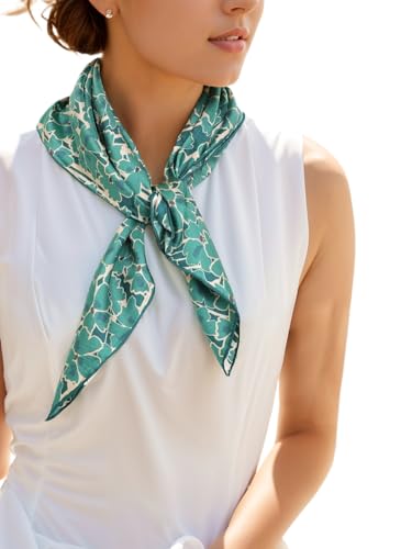 Prettystern Seidenhalstuch 65/65 cm Unisex Seidentuch, handrollierte 100% Seide Halstuch Kopftuch für Damen & Herren Blätter 16 Grün von Prettystern