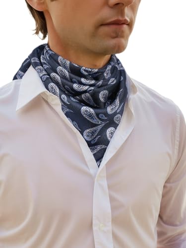 Prettystern Seidenhalstuch 65/65 cm Unisex Seidentuch, handrollierte Kanten, 100% Seide Halstuch Kopftuch für Damen & Herren 09 dunkelblau Paisley von Prettystern